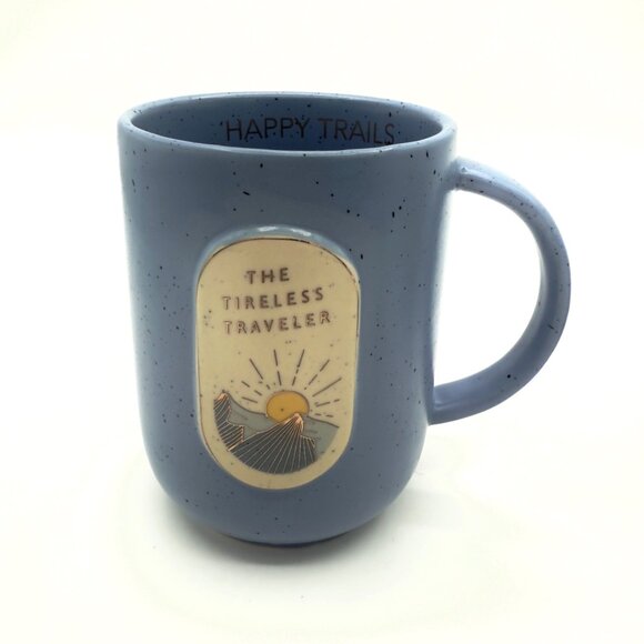 Anthropologie Stoneware Mug Set Tireless Traveler & Dog Whisperer Speckled 16oz - Picture 2 of 13